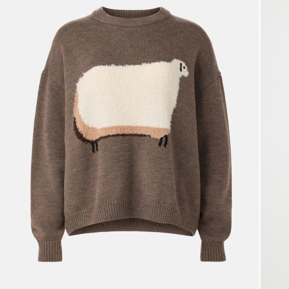 STAUD Brown Sheep Giada Serrano Graphic Wool Sweater L